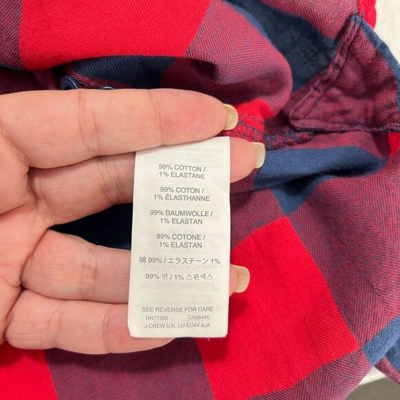J.Crew Shirt Womens 6 Red Buffalo Plaid Flannel‎ Work Chore Stretch Untucked - Picture 4 of 8